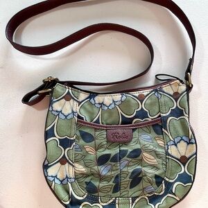 Relic Y2K Floral Canvas Crossbody Bag Green Blue Boho